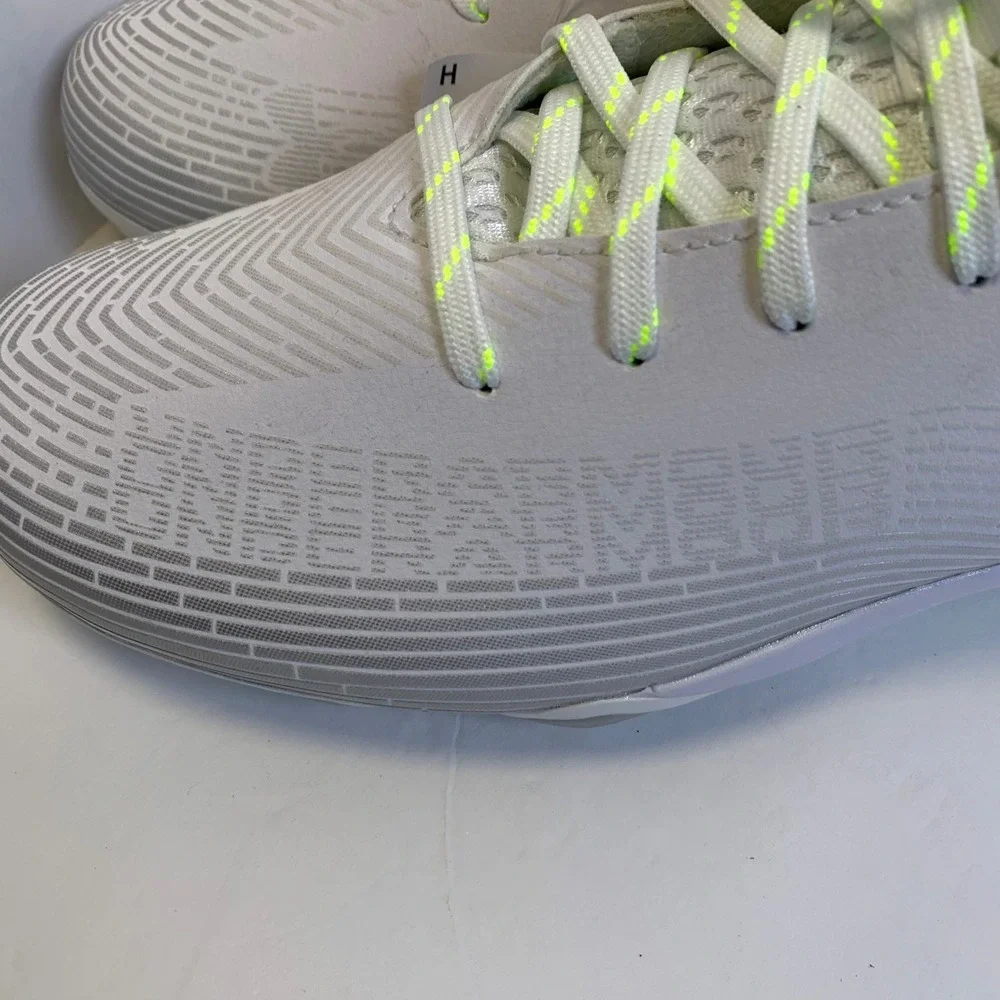 Under Armour Spotlight 4 MC 3027306-100 White Neon Chartreuse Cleats 11.5